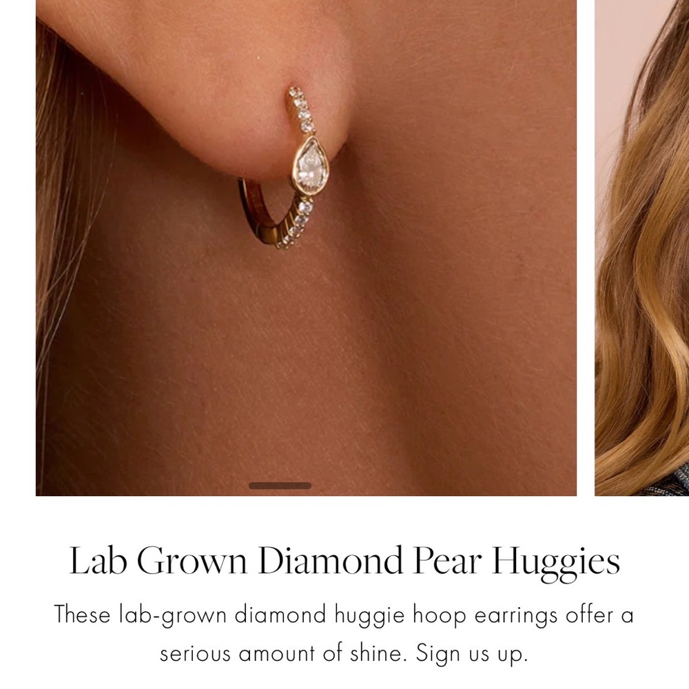 Gorjana Gold Diamond Pear Huggie Earrings - I only wore them 3 times!